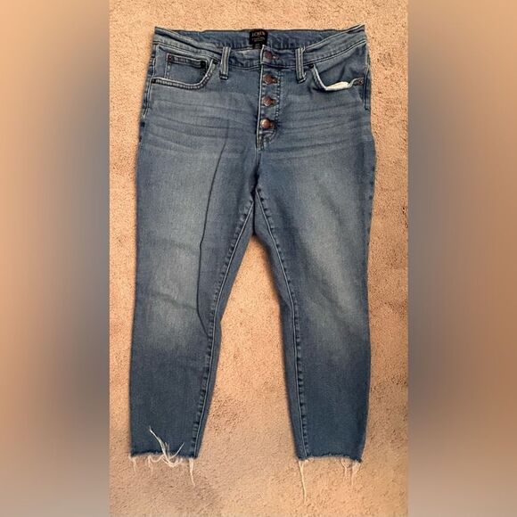 J Crew Women 's High Rise Button Fly Raw Hem Jeans Size 30 P GUE - Picture 4 of 9